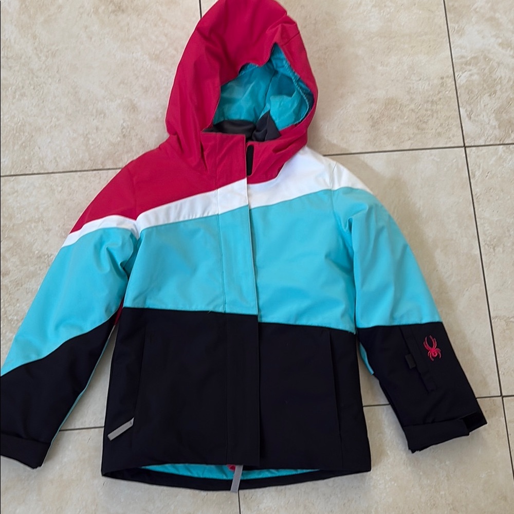 Spyder Red and Blue Puffer Jacket Full-Zip Lightweight